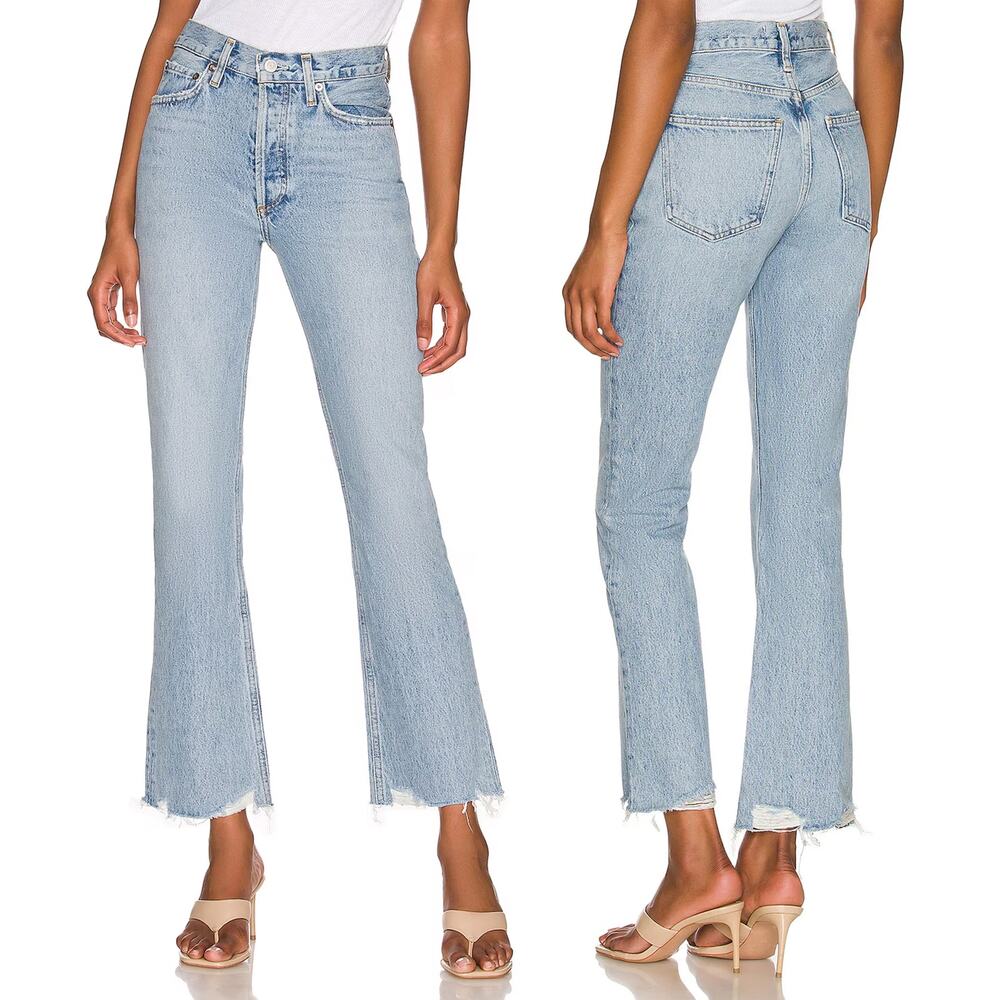 AGOLDE Relaxed Bootcut Mid Rise Jeans Curio Wash Women’s Size 26 Raw Hem